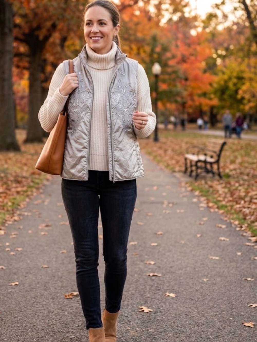 Chico's Light Gray Quilted Vest